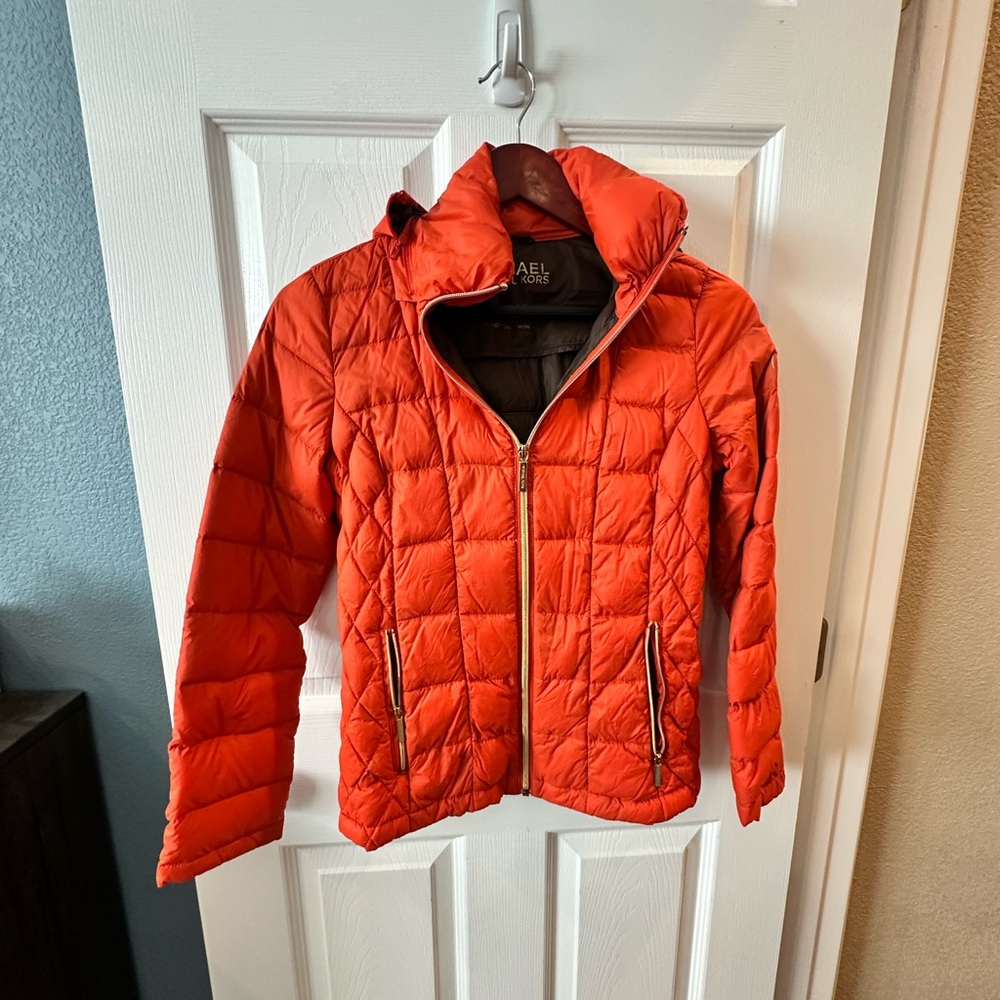Michael Kors pack able down fill jacket - Orange color - Size Petite XS